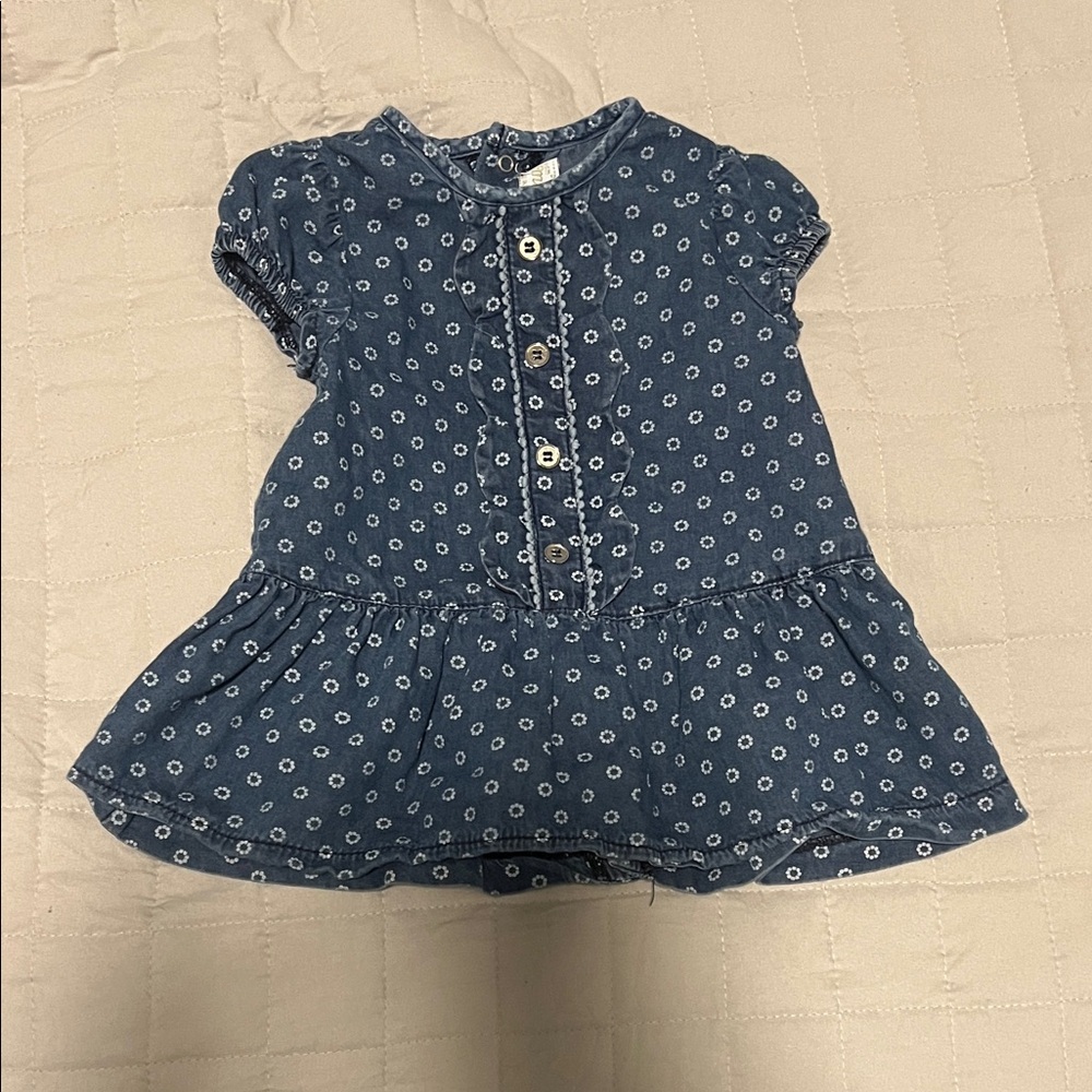 Mayoral Baby Girl' Blue Floral Button-Front Dress 4-6M spring summer outfit
